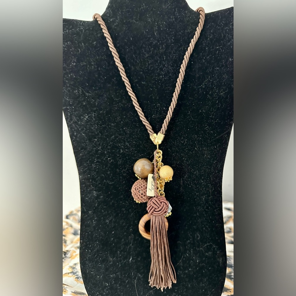 Milly brown cord charm necklace